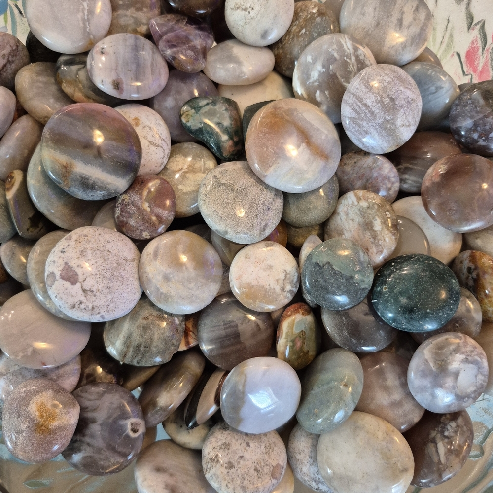 Set Of 10 Natural Quartz Jasper Polished Hearts New - Picture 3 of 9